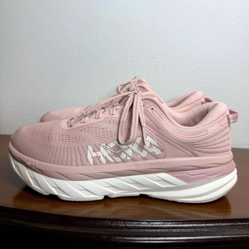 Hoka One Ons Women's Bondi 7 Running Shoes - Peach Whip/White US size 9.5